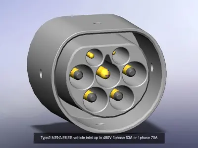 Type2 MENNEKES all configurations that are induced in IEC 62196 3D Model Pack
