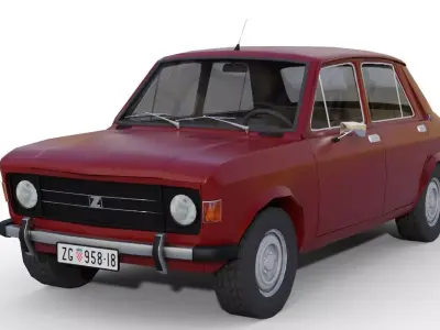 Zastava 101 Red Car Low Poly Low-poly 3D model