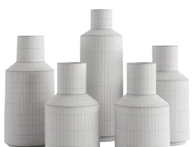 Set handmade ceramic vases 3D model