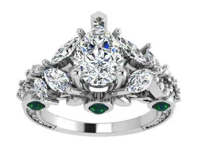 Pear Diamond Ring 3519 3D print model