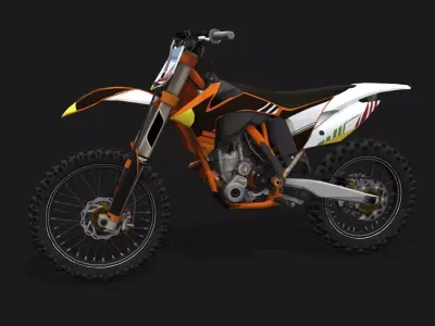 Motorcycle 3 orange and dirt bike Low-poly 3D model