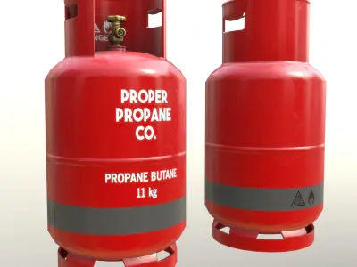 Gas Cylinder 11 kg Red - Clean and Dirty Low-poly 3D model