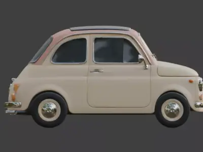 Pastel Cartoon Family Car 3D Model Low-poly 3D model