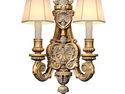 Bronze Large Antique Classic baroque Wall Lamp Sconce 3D model