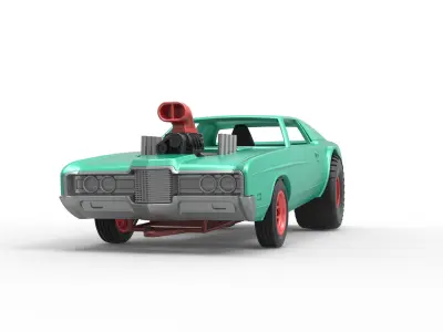 Pulling truck 2wd with Car shell Scale 1 to 25 3D print model