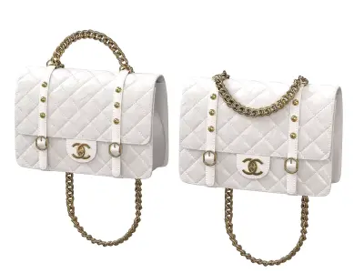 Vintage Flap Bag Aged Calfskin White Low-poly 3D model