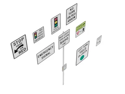 Road Sign US R10 Series Traffic Signal 3D model