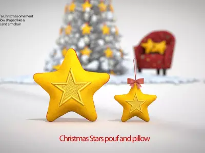 Christmas Star Pouf and Pillow 3D Model 3D model