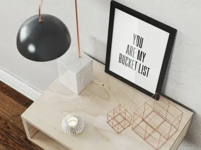 Birch playwood nightstand with accessories 3D model