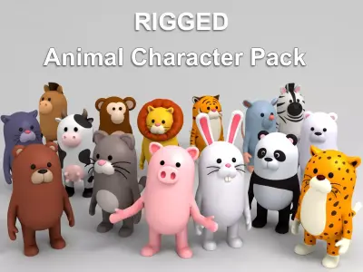 Rigged Animal Character Pack 3D model