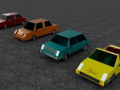 Gaming Car Package  Low-poly 3D model