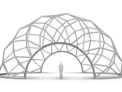 Diagonal Wireframe Dome Architectural Stand Alone Structure v1 3D model