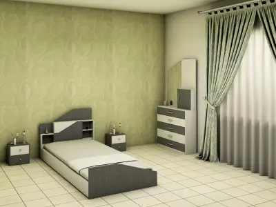 teenager bedroom set 3D model