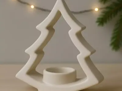 Minimalist Ceramic Christmas Tree Candle Holder 3D print model