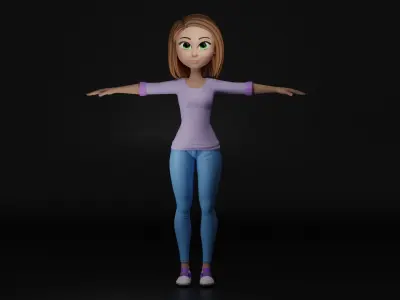 Cartoon Woman - FULLY RIGGED Low-poly 3D model