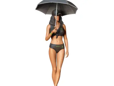 N3 Pit Girl with Umbrella 3D print model