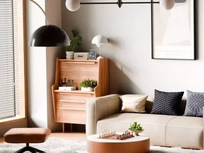 Casual Home Living Room  Low-poly 3D model