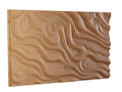 Parametric Wavy Wooden Wall Decor 05 - wood cutting machines  3D model