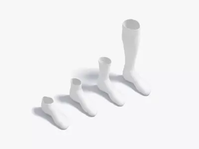 White Single Socks different shapes - fabric sox  Low-poly 3D model