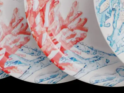 Sea Adventure Coral Salad Plate Low-poly 3D model