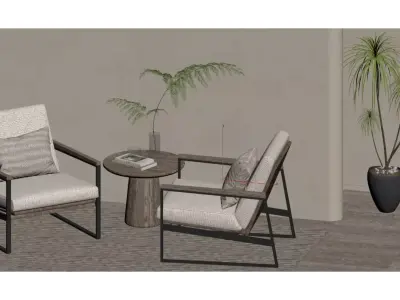 Nordic-style single-seater sofa 3D model