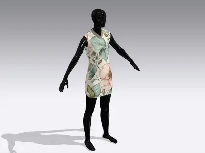 Woman Cloth Dress Low-poly 3D model 8