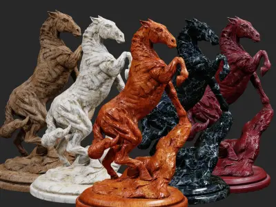 Low Poly Horse Statue Low-poly 3D model