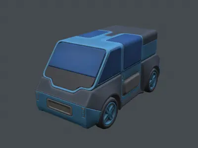 Futuristic stylized van  Low-poly 3D model