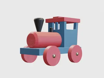 toy locomotive colorful Low-poly 3D model