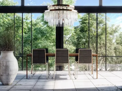 Aurora Brass And Glass Chandelier Light 31 Inch Low-poly 3D model