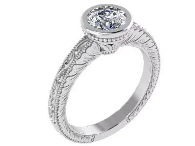 Round Bezel Setting Engraving Ring 1744 3D print model
