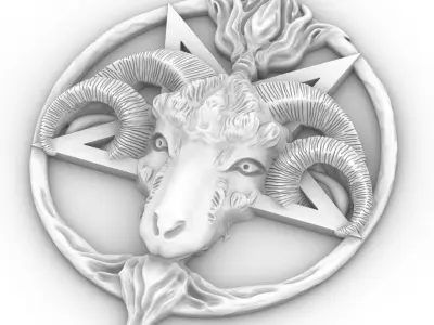 PENTAGRAM WITH RAM HEAD 3D print model