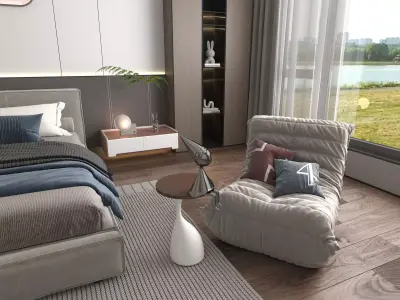 Modern Bedroom Scene 16 3D model