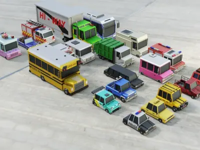 Cars Pack Low-poly  Low-poly 3D model