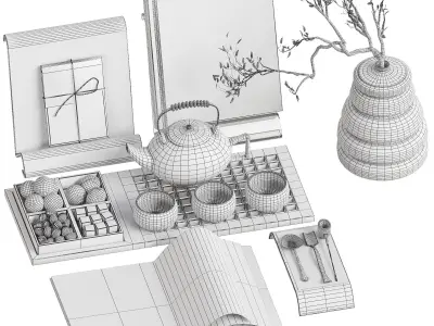 Japandi Decorative Set 3D model