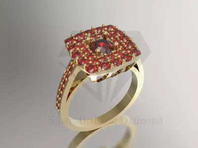 Exquisite Red Gemstone Engagement Ring Design jr00344 3D print model