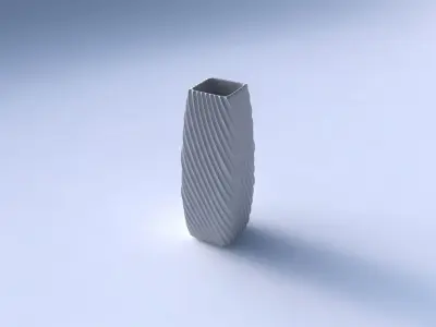 Vase rectangle with bent extruded lines 3D print model
