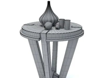 Decorative Set round table with vase on top Free 3D model