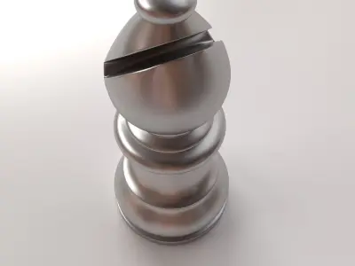 Bishop silver chess piece 3D model