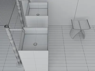 Bathroom 2 PBR modern with walls and marble floors 3D model
