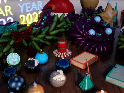 Christmas Decorations  25 Variations Low-poly 3D model