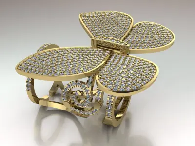 Butterfly Ring Gold Move 3D print model