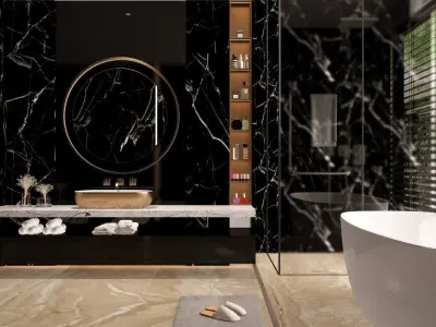 Luxury Interior Scenes-Bathroom  3 in 1 3D model 3D model