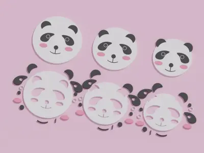 Cartoon Cute Panda Head Puzzle 3D model