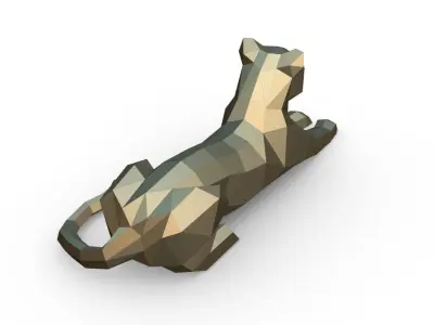 leopard figure low poly 3D print model