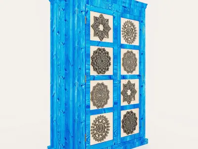 Wardrobe Mandala Blue Painted Wood Free 3D model