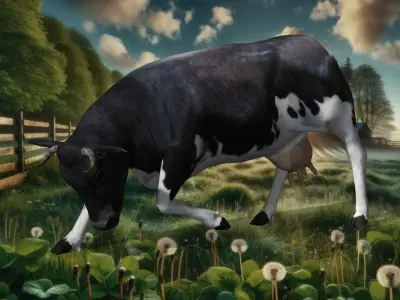 Black and White Iconic Cow Low-poly 3D model