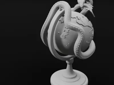 Jormungandr Globe World Serpent Decoration 3D Print Model 3D print model