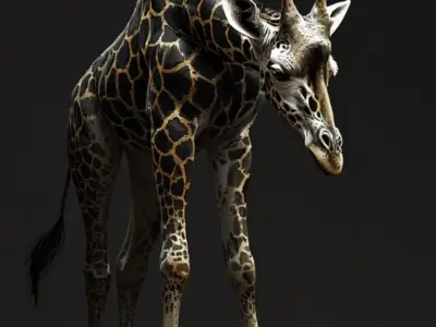 Elegant Tall Giraffe 3D Artistic Showpiece Design 3D print model