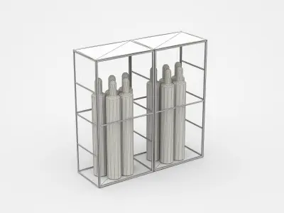 Transparent Industrial Cabinet With Tools 3D model